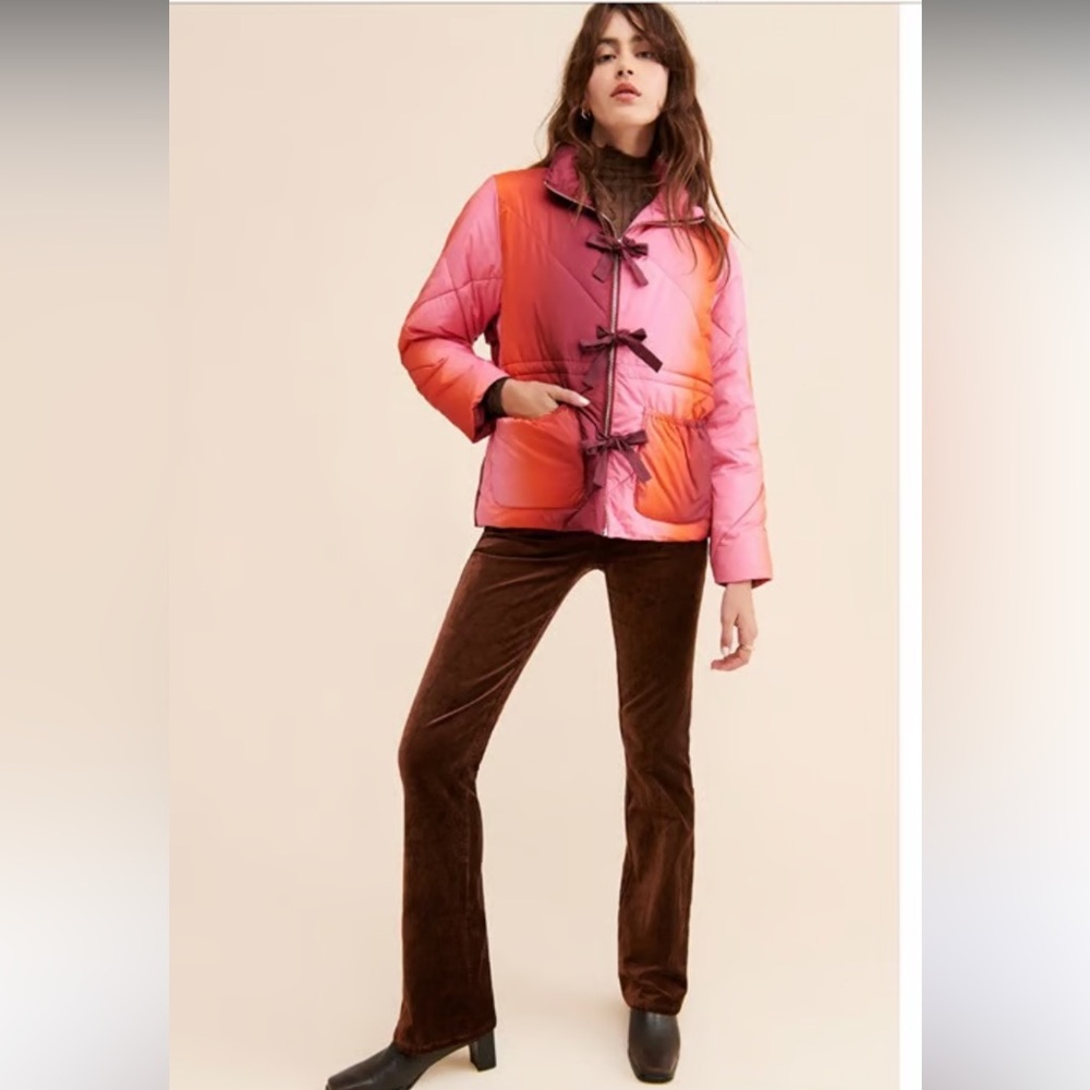 Free People Hosjerb Pink and Orange Puffer Jacket